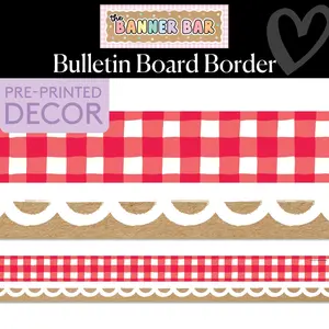 Apple Orchard Gingham Bulletin Board Border | Banner Bar