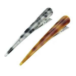 CHEIBEAR 2 Pcs Long Metal Duckbill Hair Clips, Long Crocodile Hair Clips for Women, 5.31"x0.83"x1.18", Gray, Yellow