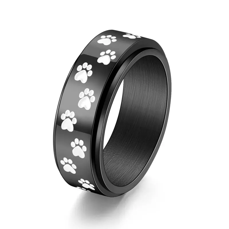 Titanium Steel "Diamond Punk" Style Rotatable Anti-Anxiety Ring - Stylish 8mm Wide Band