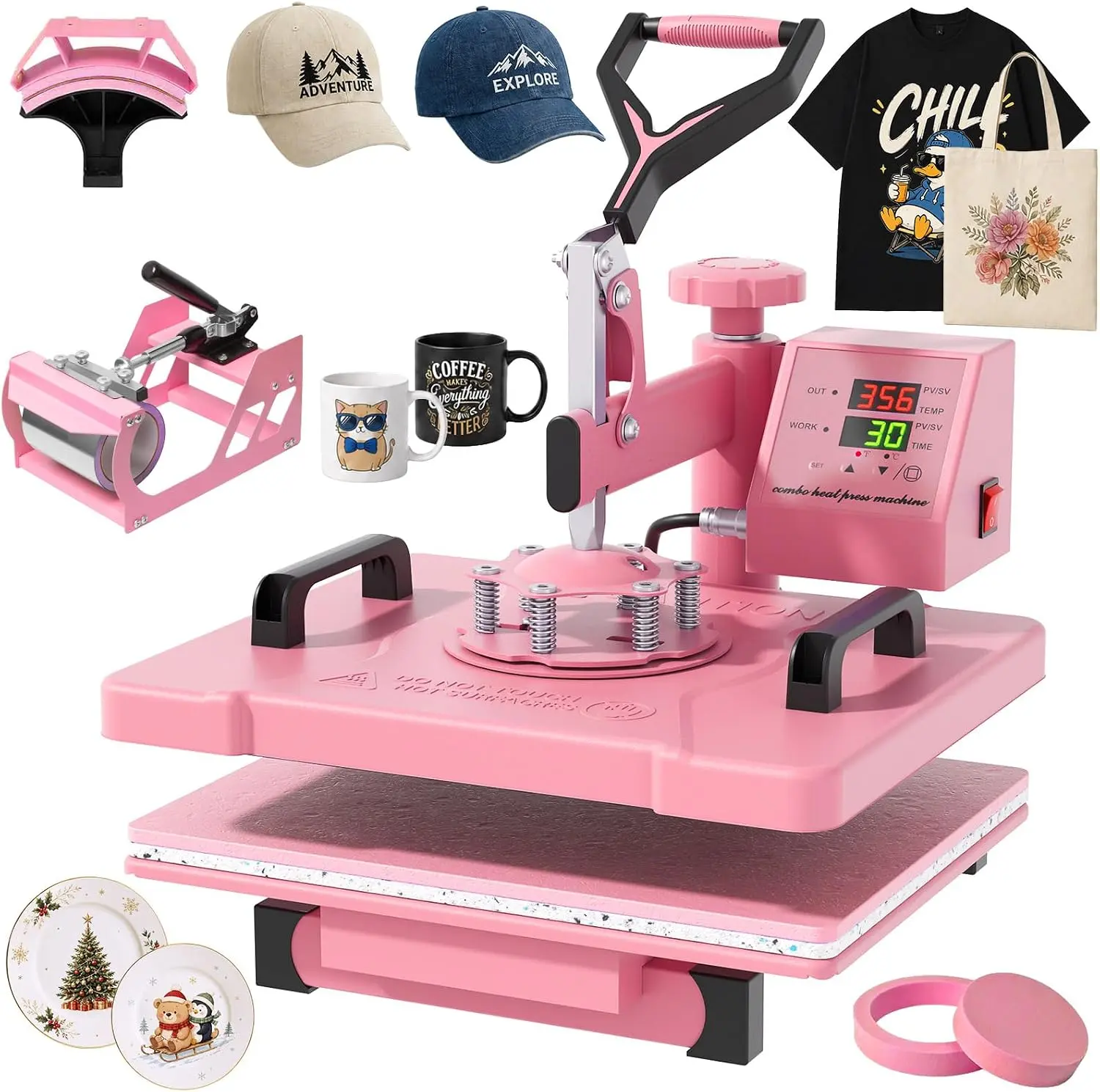 BIERUM 5-in-1 Heat Press Machine – 12x15" Swing Away | Press T-Shirts, Mugs, Hats, Plates & Bags – Professional Sublimation Transfer for DIY Crafts, Small Business & Custom Gifts