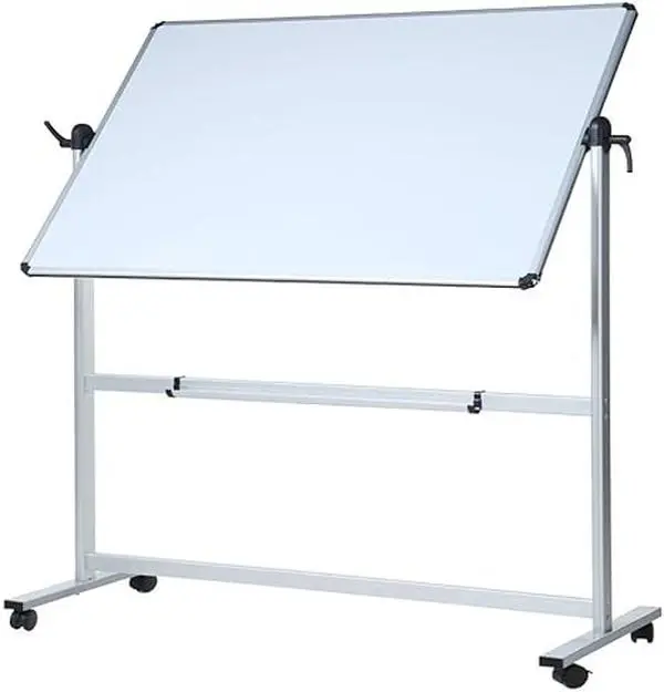 Double-Sided Magnetic Mobile Whiteboard 50 x 36 Inches Aluminium Frame and Stand