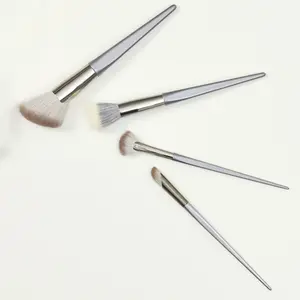 4Pcs Makeup Brush Set for Foundation Concealer Setting, Face Brushes with Stippling Angled Contour Highlight Blush Brush for Liquid Powder Cream Makeup Application