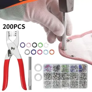 200 Sets Snap Fasteners Kit Tool,Metal Snap Buttons Rings with Fastener Pliers Press Tool Kit for for Sewing and Crafting,9.5mm,DIY Seamless Stitching,Halloween Christmas Party Gifts,Hand Tools Kits
