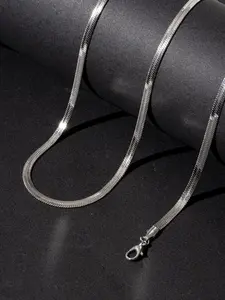 Minimalist Silver Flat Herringbone Chain Necklace, Classic Snake Bone Choker, Trendy Stackable Everyday Jewelry