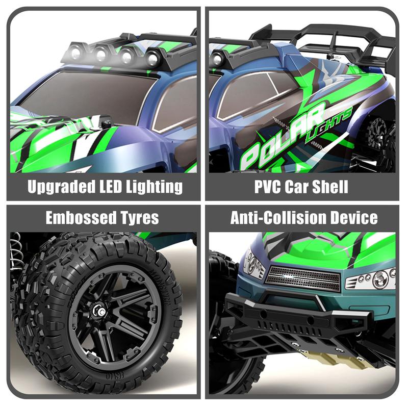 1:8 Scale High Speed Off Road Fast RC Cars for Adult Boys, All Terrain 45KM/H Racing Truck, 2.4Ghz Remote Control, LED Lights, 1 Rechargeable 2600mAh Battery, Birthday Christmas Birthday Party Gifts