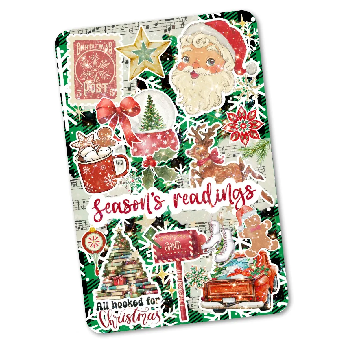 Vintage Green Christmas Cardstock Case Insert for Kindle | Smutty Book Lover Gift | Bookish Stickers for E-Reader | Booktok Sticker