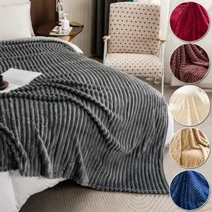 Solid Color Flannel Blanket, Lightweight Flannel Blanket, 1 Count Soft Comfortable Throw Blanket, Warm Napping Blanket for Home Office Travel Camping