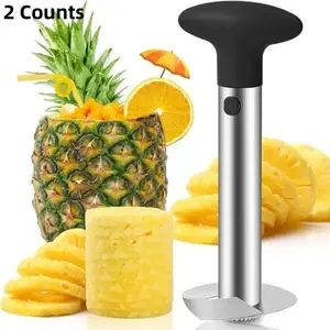 2 Counts Premium Pineapple Corer and Fruit Vegetable Slicer Tool, Sharp Pineapple Cutter with Serrated Tips, Stainless Steel Core Remover, Easy to Use and Clean