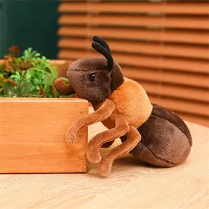 1Pc 18CM simulation ants plush toys soft stuffed insect Brown Ant Plush Doll Decorative Desktop Ornaments Prank Props Gifts