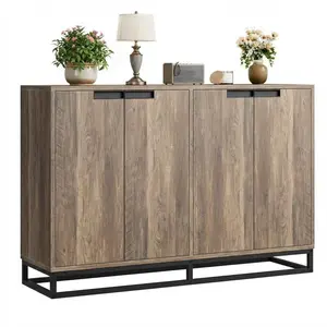 Garvee 55" Buffet Cabinet, Large Sideboard Buffet Cabinet with Storage, Storage Cabinet with 4 Doors & Adjustable Shelves, Wood Coffee Bar for Living Room, Dining Room, Kitchen, Brown