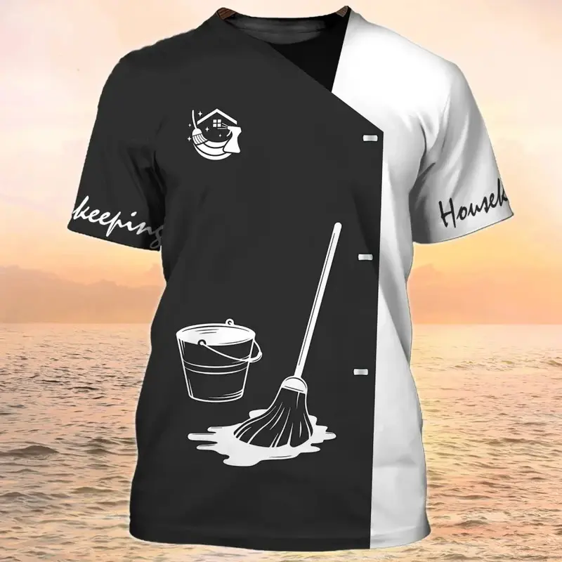Men's Oversized 3D Full Print Polyester Short-Sleeve O-Collar Casual T-Shirt - Butler Cleaners Professional Menswear, All Seasons, Chinese Size, Figure-Flattering Top, Tshirt, Shortsleeve