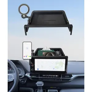 Car Phone Holder for 2025 2026 Toyota Sienna Accessories Apply to 8/12.3 Inch Screen Fixed Clip Magnetic Cell Phone Mount Hands-Free 360 Degree Rotation with Dashboard Storage Tray