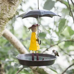 Metal Hanging Bird Feeder With Umbrella & Chain - Novelty Garden Decor, Brushed Lacquered Finish, Lightweight & Durable, For Branches, Christmas Gifts