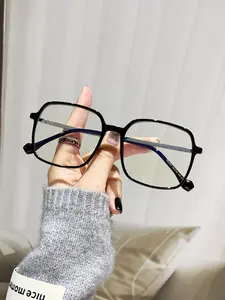 Women's Cute Square Frame Eyeglasses, Casual Trendy Anti-blue Light Eyeglasses for Everyday Use, Fashion Accessories for Women & Girls, Square Frame Eyewear