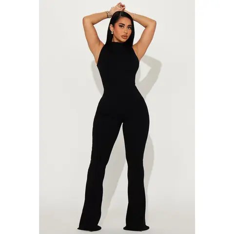 Amber Snatched Flare Jumpsuit - Black