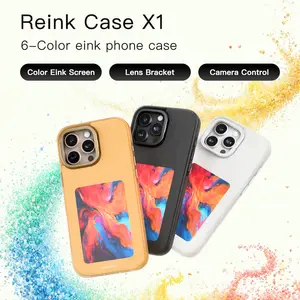 Reinkstone Reink Case for iPhone color eink phone case Frosted explosion-proof glass TPU TPE Anti-fingerprint and anti-fall protective shell Convenient lens bracket
