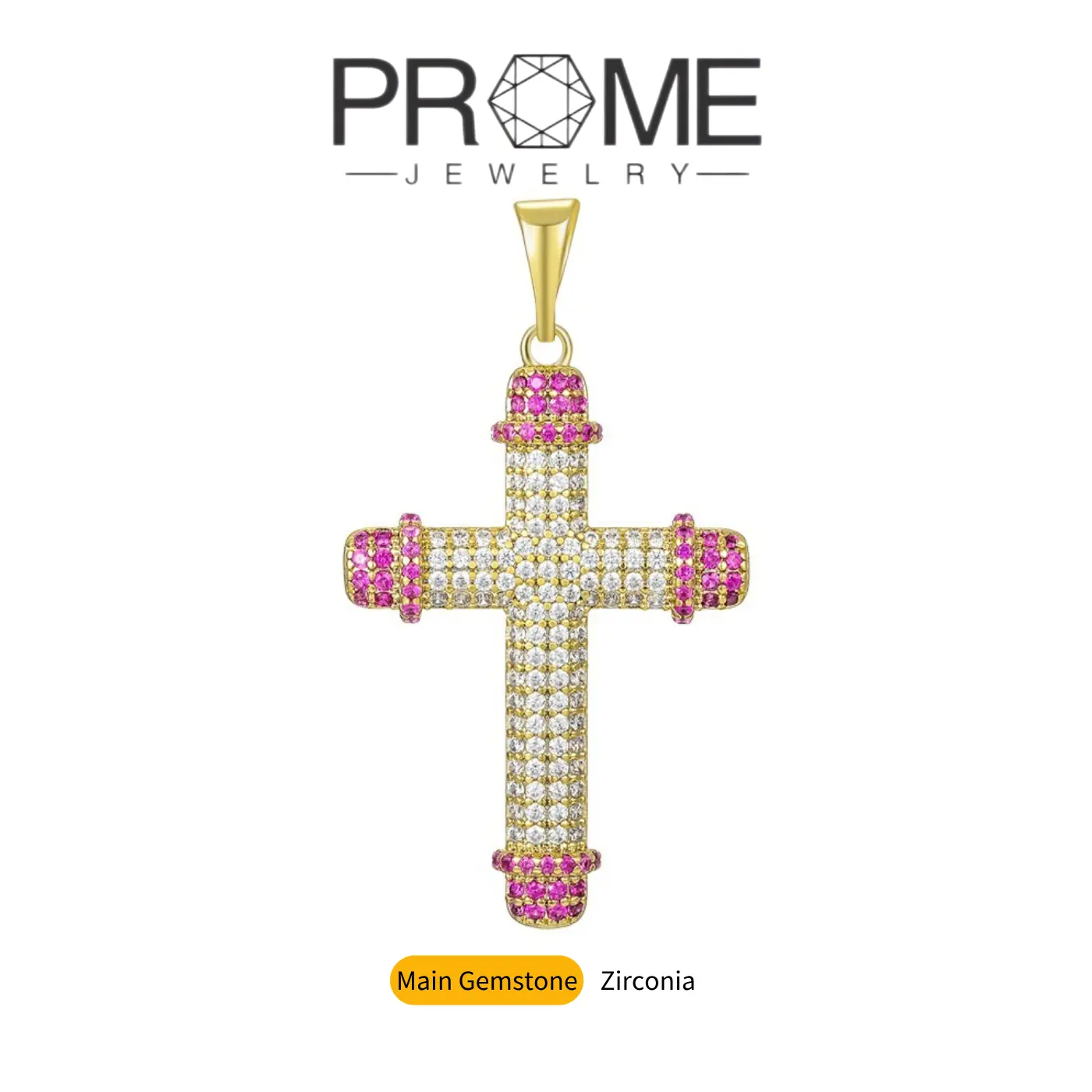 (CN069) Women's 5A Cubic Zirconia Cross Necklace, Adjustable, Hypoallergenic, Luxurious, Stylish, Durable, Waterproof Everyday Artificial Gemstone Jewelry, Adjustable Necklace