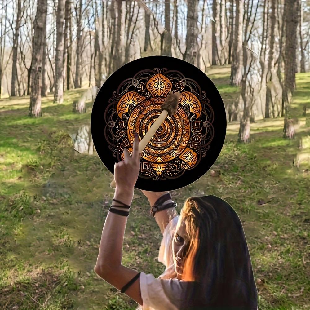 Mandala Frame Drum with Protective Shell & Wall Art Black Nylon Shamanic Drum for Sound Healing Spiritual Music and Meditation Durable Mandala Pattern Drums