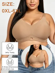 1 solid-color large-size seamless supportive bra, featuring a detailed heart-shaped cutout design, jelly soft support + 3D non-empty cup design, is very suitable for daily elegant and comfortable wear.