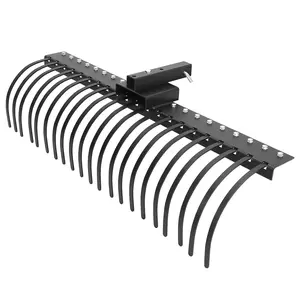 Garvee 60 Inch Landscape Rock Rake, 3-Point Hitch Attach Rake with 360° Rotation Fits 2 Inch Receiver, Heavy-Duty Tow-Behind Soil & Gravel Groomer for Compact Tractors (Category 1)