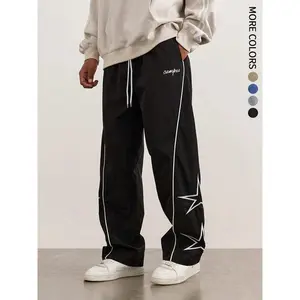 Loose Sports Pants Men Trousers Star pattern embroidery designComfortable DesignAthleisure Style Bottoms Athletic Bottoms Gymwear streetwear fall outfits outfits men gym athletic clothes