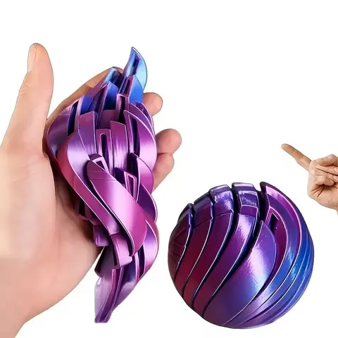 3D Printed Gear Sphere Fidget Ball - Hypnotic Slime Spin Ball Spinner, Sensory Anxiety Aid, Stress Relief for Adults, Ideal for Office/Home Use, Stress Reliever