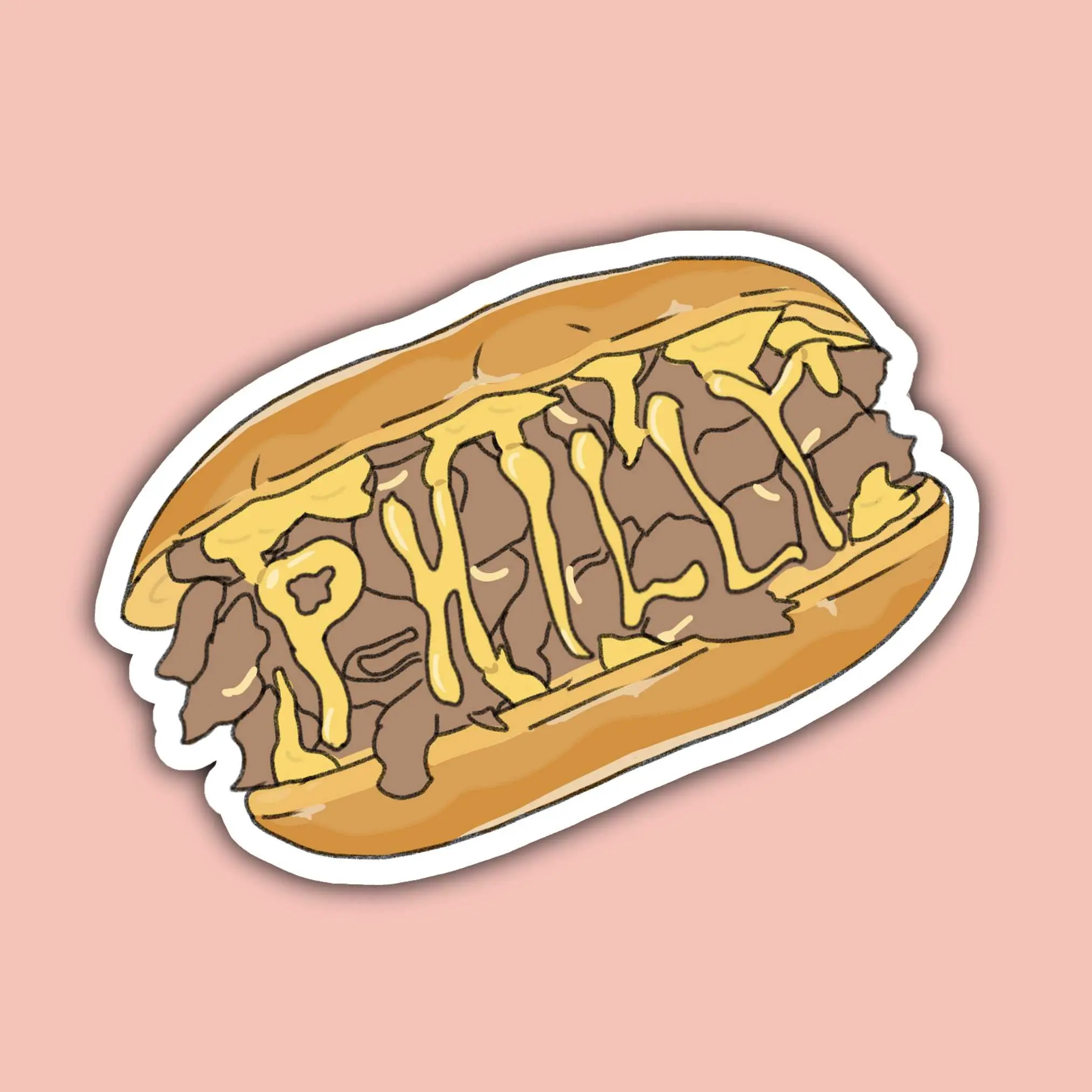 Philadelphia Cheesesteak Sticker - Colorful 3x3 inch Matte Vinyl Design for Laptops Cars & More - Tourist Friendly Philly Food Art