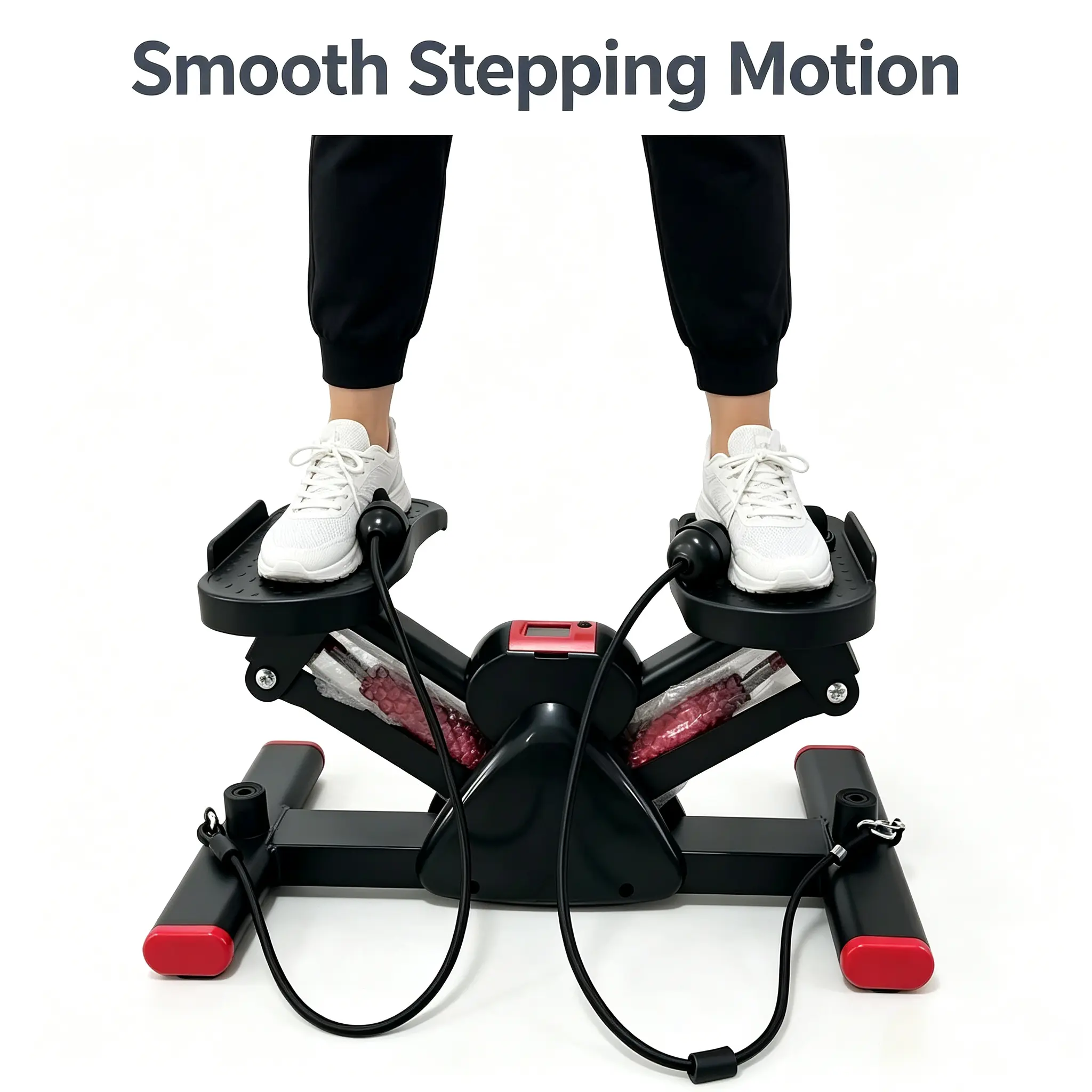 2-in-1 Under Desk Mini Stepper with Resistance Bands - Compact Mechanical Exercise Machine for Home Office, Apartment Fitness; Foldable, Auto Rebound Abdominal Wheel, Back Extension Function pendulum squat treadmill vibration plates pedal exerciser stair