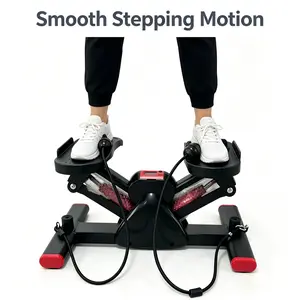 2-in-1 Under Desk Mini Stepper with Resistance Bands - Compact Mechanical Exercise Machine for Home Office, Apartment Fitness; Foldable, Auto Rebound Abdominal Wheel, Back Extension Function pendulum squat treadmill vibration plates pedal exerciser stair
