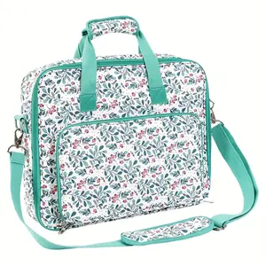 1 Pcs Floral Print Cross Stitch & Embroidery Organizer Bag, Embroidery Project Carrying Bags for Embroiderys Kit/Cross Stitchs Supplies/Stitch Tools Kit, Supplies Storage Tote Case with Multiple Pockets