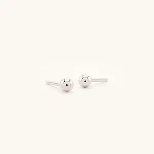 925 Sterling Silver Plain Ball Stud Earrings
