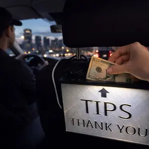 Tip Box for Rideshare Drivers - Essential Vehicle Accessory for Easy Tips Collection and Gratitude