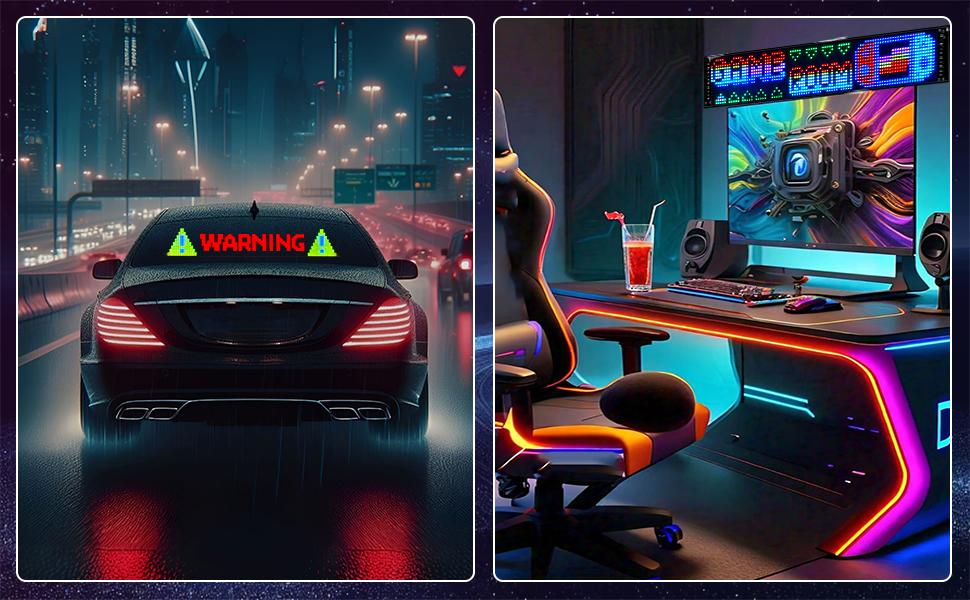 Programmable Devil Eyes for Cars,LED Sign for Car,Bluetooth APP Control,DIY Edit Text, Patterns, Animations