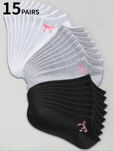 10/15 Solid-Color Bow Women's Ankle Socks | Year-Round Spring Breathable Lightweight, Non-Restrictive Elastic Cuffs Preppy School Uniform/Sports/Casual/Lounge Basic Sock Set Valentine's Day Gift