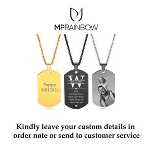 MP Personalized Stainless Steel Dog Tag Necklace ,Free Custom Name ID Contact Picture ,Non Tarnish Pendant Chain Jewelry Daily Decor Accessories for Men Women hip hop romantic gift cute trendy Sparkling