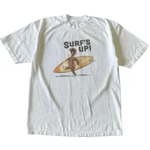 TLXT Curious George Surfs Up T-Shirt, Animal Tee, Cartoon Tshirt, Gifts Shirt, Unisex Graphic Tees Gothic Grunge Y2k Emo Scene Amity Affliction Style Clothes Men Women Streetwear Summer