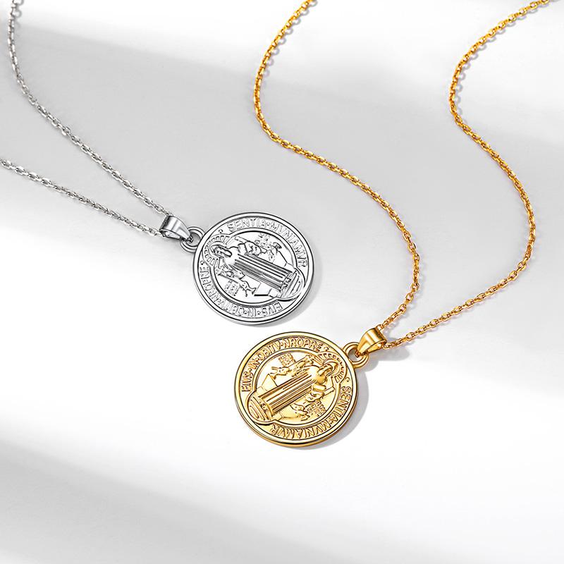 FindChic Saint Benedict Medal Necklace Christian Sacramental Medal Ward off Evil Protection Jewelry Catholic Unisex For Women Men FindChic Saint Benedict Medal Necklace Christian Sacramental Medal Ward off Evil Protection Jewelry Catholic Unisex For Women Men