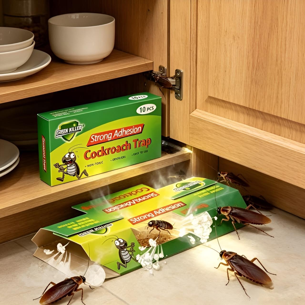 Super Sticky Roach Glue Traps with Natural Fish Meal Bait, Non-Toxic & Family Safe, No Chemicals or Mess, Easy to Use, Quickly Catches Roaches, Ants & Spiders, Long-Lasting Indoor Pest Control for Kitchen, Bathroom & Home