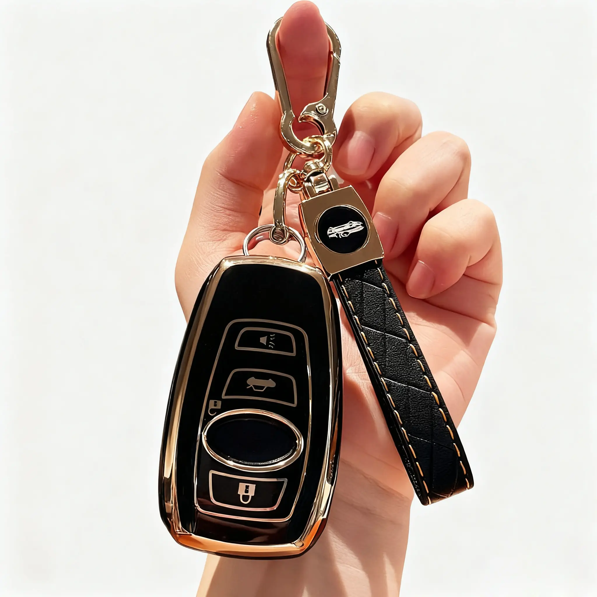 for Subaru Key fob Cover case with Keychain,Texture Soft TPU Key case/Skin,4-Buttons fit BRZ Legacy Outback Ascent Crosstrek Forester WRX Remote Key Vehicle Accessories(black white)