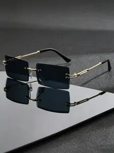 Unisex Classic Square Metal Frame Glasses, Fashionable Unframed Design, Perfect for Face Shape Correction, Ideal for Photoshoots & Parties