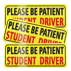 3 Pack Magnet for Car, Please Be Patient Student Driver, New Drivers Sticker Safety Warning, Magnetic Reflective Rookie Driver Bumper Sticker