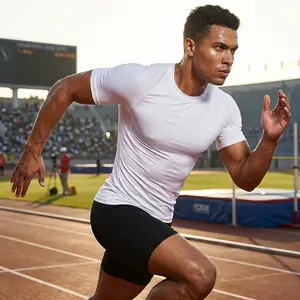 Men's Compression Short Sleeve Athletic Workout T-Shirt - Cool Dry Sports Baselayer Running Undershirt Top Breathable Moisture Wicking Quick Dry Comfortable for Gym Training Fitness Exercise Activewear