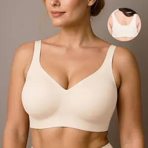 Women's Seamless Bra Wireless Bra Full Coverage Push Up No Underwire Tshirt Comfortable Everyday Plus Size Friendly- Jelly