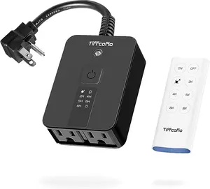 Outdoor Light Sensor Timer Outlet 100ft Range Remote Control Outdoor Timer