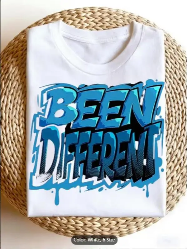 Men's Loose Soft Shortsleeve Turquoise Blue Graffiti Drip T-Shirt, Menswear Urban Streetwear, Black Base with White & Blue Paint Splatter Lettering, Round Neck, Machine Washable, Casual Daily Top (Turtle Design Element), Cotton, Letter Print