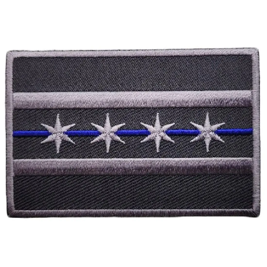 Iron on Blue Line Chicago Subdued Gray Flag Police Patch CH04A