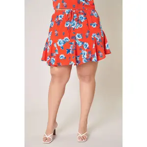 Rosario Floral Lowell Fluted Mini Skirt Curve