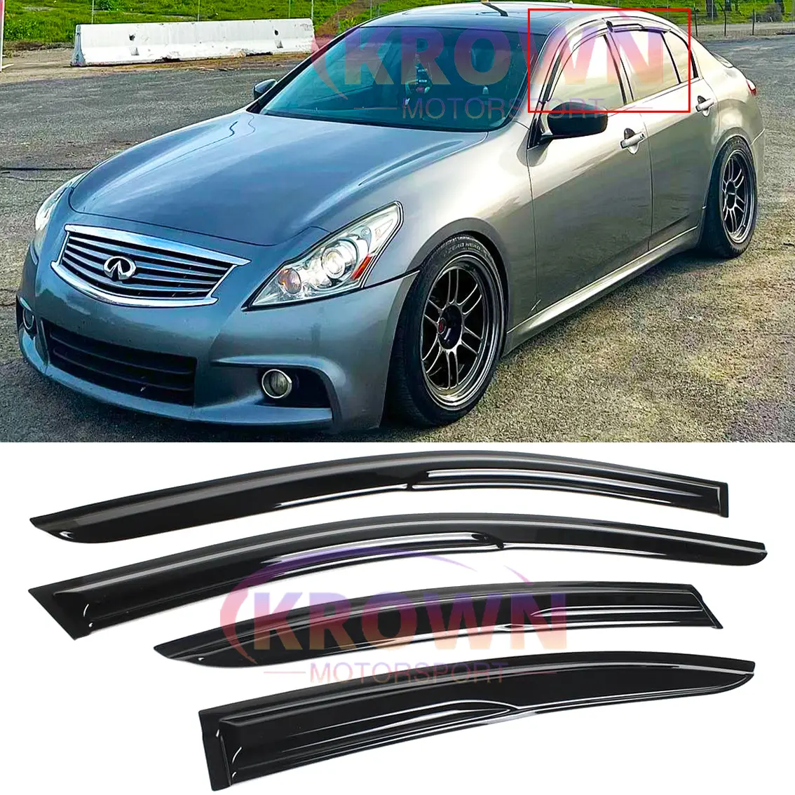 FOR 2007-2015 INFINITI G35 G37 G25 SEDAN JDM 3D MUGEN STYLE WINDOW VISOR VENT