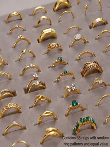 Elegant Fashion Ring Set, Random 35 Pieces, Perfect Gift for Lovers Friends Bff, Casual Style, All Seasons, Fashion Stackable Rings