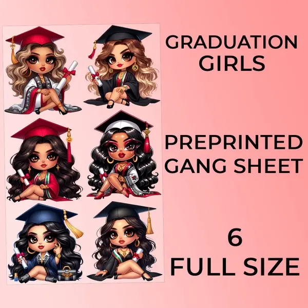 Ready to Press Graduation Girls DTF or Sublimation GangSheets